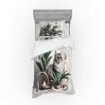 thumbnail image 1 of Ambesonne Cat Bedding Set 3 Pcs, Kitty in a Noble Pose Bohemian, TwinXL, Grey Green Pale Rust, 1 of 2