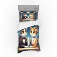 thumbnail image 1 of Ambesonne Cat Bedding Set 3 Pcs, Romantic Date Night Funny Kitty, Twin, Dark Blue Apricot, 1 of 2