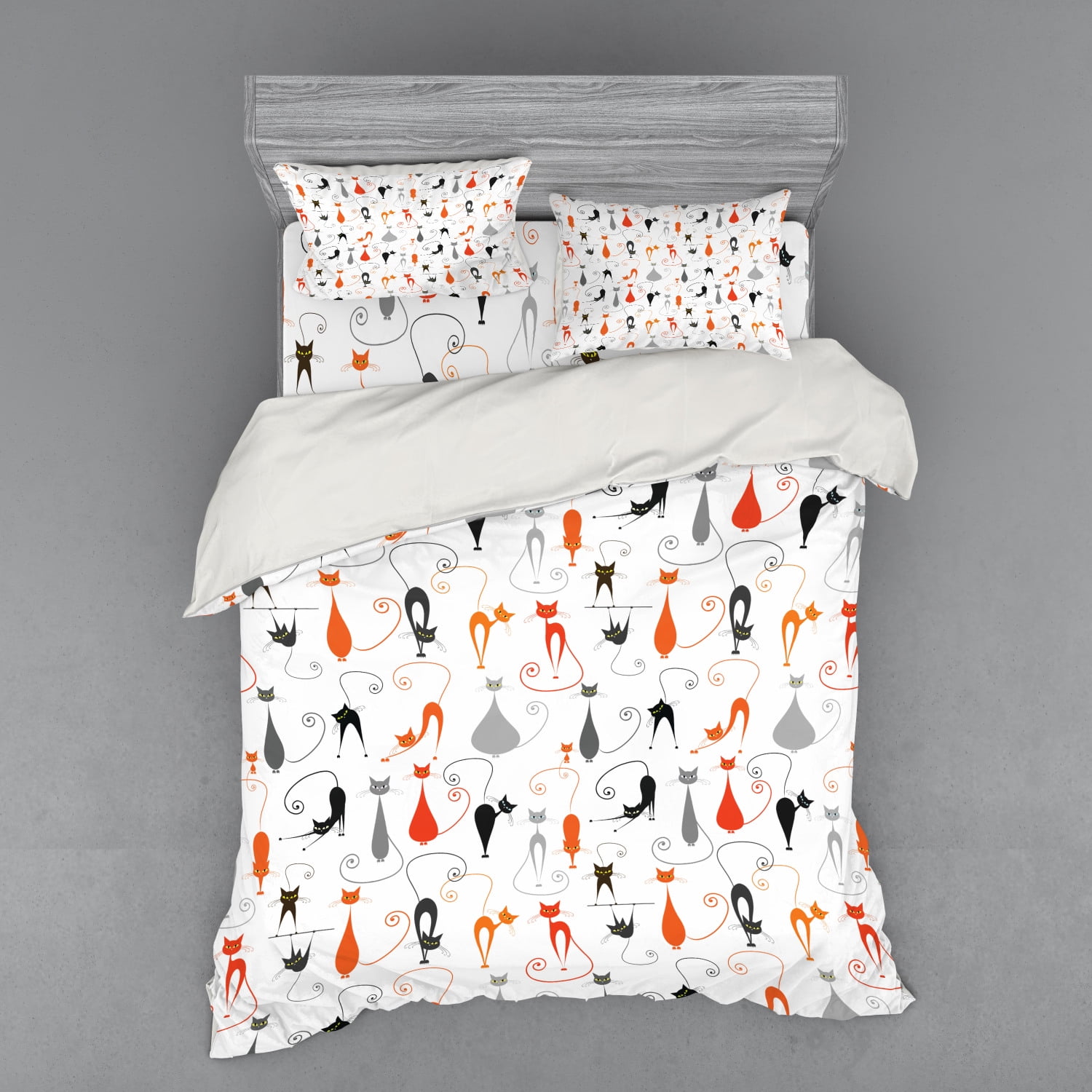 Queen Multicolor Cat Pattern Duvet Cover Set