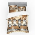 thumbnail image 1 of Ambesonne Cat Bedding Set 4 Pcs, Funny Kittens in Hats at Sauna, King, Pastel Brown and Pale Grey, 1 of 2