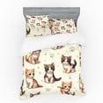 thumbnail image 1 of Ambesonne Cat Bedding Set 4 Pcs, Little Fun Kittens Cartoon Paws, Queen, Ivory Apricot and Dark Grey, 1 of 2