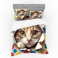 thumbnail image 1 of Ambesonne Cat Bedding Set 4 Pcs, Mischief Kitty Peaking Dots, Calking, Multicolor, 1 of 2