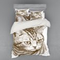 thumbnail image 1 of Ambesonne Cat Bedding Set 4 Pcs, Portrait of a Kitty Hipster, Queen, Green Brown White, 1 of 3