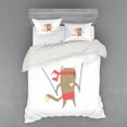 thumbnail image 1 of Ambesonne Cat Bedding Set 4 Pcs, Samurai Figh Kitty Ninja, Queen, Red Brown, 1 of 2