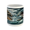 thumbnail image 1 of Ambesonne Cat Ceramic Coffee Mug, Stormy Ocean Pirate Kitty Ship, 11 oz, Dark Slate Blue and Amber, 1 of 4