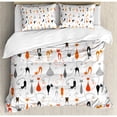 thumbnail image 1 of Ambesonne Cat Colorful Cats in Different Poses Duvet Cover Set, 1 of 3