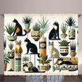 thumbnail image 1 of Ambesonne Cat Curtains 2 Panel Set, Boho Ethnic Animal Botanocal, 108" x 90", Black Ginger Mint Green, 1 of 3