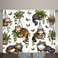 thumbnail image 1 of Ambesonne Cat Curtains 2 Panel Set, Happy Smiling Kitties Botanical, 108" x 96", Blue Grey Green and Taupe, 1 of 2