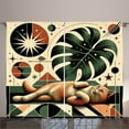 thumbnail image 1 of Ambesonne Cat Curtains 2 Panel Set, Mid Century Monstera and Kitty, 108" x 96", Emerald Orange Beige, 1 of 2