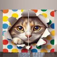 thumbnail image 1 of Ambesonne Cat Curtains 2 Panel Set, Mischief Kitty Peaking Dots, 108" x 96", Multicolor, 1 of 3