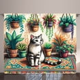 thumbnail image 1 of Ambesonne Cat Curtains 2 Panel Set, Painting Boho Cozy Scene Kitty, 108" x 96", Jade Green Grey Orange, 1 of 3