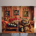 thumbnail image 1 of Ambesonne Cat Curtains 2 Panel Set, Royal Kitty in Leopard Coat, 108" x 108", Marigold Salmon, 1 of 3