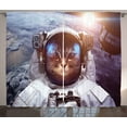 thumbnail image 1 of Ambesonne Cat Curtains 2 Panel Set, Space Satellite Eclipse, 108" x 108", Blue Grey and White, 1 of 3