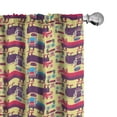 thumbnail image 1 of Ambesonne Cat Curtains, Colorful Robot Animals Plot, Pair of 28"x95", Dark Coral and Pastel Yellow, 1 of 4
