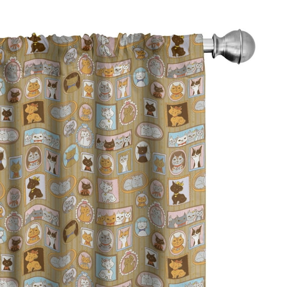 Ambesonne Cat Curtains, Family Tree of Kitty Humor, Pair of 28"x63", Multicolor