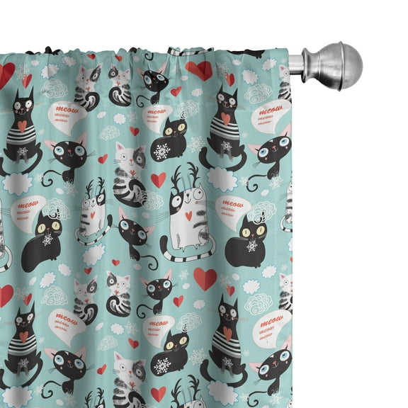 Ambesonne Cat Curtains, Kitties Love Daydreaming, Pair of 28"x84", Multicolor