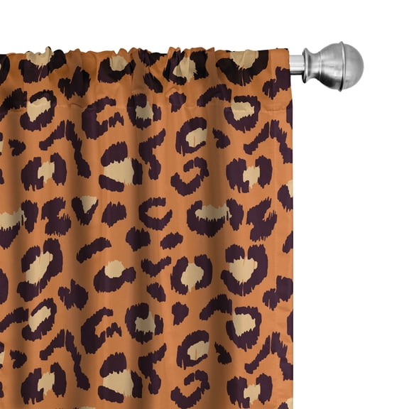 Ambesonne Cat Design Curtains, Leopard Skin Ornament, Pair of 28"x63", Pale Vermilion and Brown