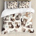 thumbnail image 1 of Ambesonne Cat Duvet Cover Set, Little Kittens Playful Poses, Queen, Off White Taupe and Grey, 1 of 6