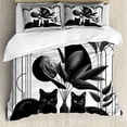 thumbnail image 1 of Ambesonne Cat Duvet Cover Set, Mid Century Modern Boho Kitties, Calking, Pale Grey Charcoal Grey, 1 of 6
