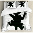 thumbnail image 1 of Ambesonne Cat Duvet Cover Sets, Animal Funny Pet Art, 2-Queen, Dark Green White, 1 of 3