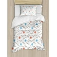 thumbnail image 1 of Ambesonne Cat Duvet Cover Sets, Animal Paws Yarn Threads, 2-Twin, Pale Blue Coral Brown, 1 of 4