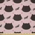 thumbnail image 1 of Ambesonne Cat Fabric by the Yard Microfiber, Head Silhouettes Dots Kitten, 2 Yards, Seal Brown Coral, 1 of 2