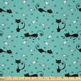 thumbnail image 1 of Ambesonne Cat Fabric by the Yard Microfiber, Mice Paw Prints Fun Cartoon, 10 Yards, Seafoam Black White, 1 of 2