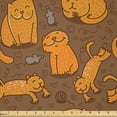 thumbnail image 1 of Ambesonne Cat Fabric by the Yard Microfiber, Orange Cheerful Kitties, 1 Yard, Umber and Marigold, 1 of 2