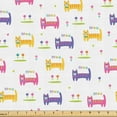 thumbnail image 1 of Ambesonne Cat Fabric by the Yard Upholstery, Animals Meow Sayings Flowers, 2 Yards, Pink Pale Orange Blue, 1 of 5
