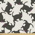 thumbnail image 1 of Ambesonne Cat Fabric by the Yard Upholstery, Bombay Animals Paws Pattern Art, 3 Yards, Dark Grey and Pastel Pink, 1 of 1