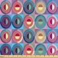 thumbnail image 1 of Ambesonne Cat Fabric by the Yard Upholstery, Circular Motifs Geometric Plot, 2 Yards, Dried Rose and Petrol Blue, 1 of 1