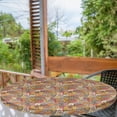 thumbnail image 1 of Ambesonne Cat Fitted Round Tablecloth, Psychedelic Comic Mascots, 45"- 56" Diameter, Multicolor, 1 of 5