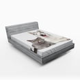 thumbnail image 1 of Ambesonne Cat Fitted Sheet, Animals Pets Dogs Digital, Queen Size, White and Grey, 1 of 2
