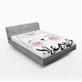thumbnail image 1 of Ambesonne Cat Fitted Sheet, Charming Meow Cartoon, King Size, Pale Pink Dimgray, 1 of 3