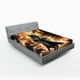 thumbnail image 1 of Ambesonne Cat Fitted Sheet, Cinematic Humorous Agent Kitty, King Size, Pale Orange and Dark Grey, 1 of 3