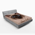 thumbnail image 1 of Ambesonne Cat Fitted Sheet, Domestic Animal Siamese Cat, Full Size, Multicolor, 1 of 3