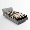 thumbnail image 1 of Ambesonne Cat Fitted Sheet, Gentleman Kitties Playing Poker, TwinXL Size, Ivory Dark Taupe, 1 of 3