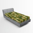 thumbnail image 1 of Ambesonne Cat Fitted Sheet, Kitten Silhouettes Jungle, Twin XL Size, Green Dark Green Cream, 1 of 2