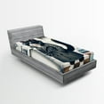 thumbnail image 1 of Ambesonne Cat Fitted Sheet, Mysterious Detective Kitty Bath, TwinXL Size, Charcoal Grey White, 1 of 3