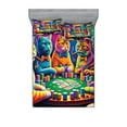 thumbnail image 1 of Ambesonne Cat Fitted Sheet & Pillow Sham Set, Colorful Kitties Play Poker, Queen, Magenta Orange and Purple, 1 of 2