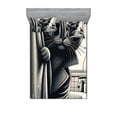 thumbnail image 1 of Ambesonne Cat Fitted Sheet & Pillow Sham Set, Cool Detective Kitty Monochrome, King, Dark Grey Pale Sepia, 1 of 2