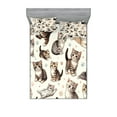 thumbnail image 1 of Ambesonne Cat Fitted Sheet & Pillow Sham Set, Little Kittens Playful Poses, Queen, Off White Taupe and Grey, 1 of 2