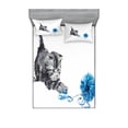 thumbnail image 1 of Ambesonne Cat Fitted Sheet & Pillow Sham Set, Playful Kitten Furry, Queen, Grey Blue, 1 of 2