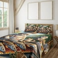 thumbnail image 1 of Ambesonne Cat Fitted & Top Sheet Set with Sham, Funny Chef Kitty Grilling Fish, Green Orange, 1 of 1