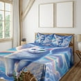 thumbnail image 1 of Ambesonne Cat Fitted & Top Sheet Set with Sham, Pegasus Kitty Flies Clouds Sky, Azure Blue Pale Pink, 1 of 5
