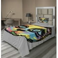 thumbnail image 1 of Ambesonne Cat Fitted & Top Sheet Set with Sham, Sketch Art Dark Big Eyes, Multicolor, 1 of 4