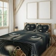 thumbnail image 1 of Ambesonne Cat Fitted & Top Sheet Set with Shams, Closeup Circle of a Black Kitty, Charcoal Grey, 1 of 5