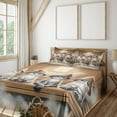 thumbnail image 1 of Ambesonne Cat Fitted & Top Sheet Set with Shams, Funny Kittens in Hats at Sauna, Pastel Brown and Pale Grey, 1 of 5