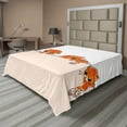 thumbnail image 1 of Ambesonne Cat Flat Sheet, Banner with Little Kitties, Queen Size, Orange Cream White, 1 of 1