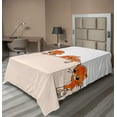thumbnail image 1 of Ambesonne Cat Flat Sheet, Banner with Little Kitties, Twin Size, Orange Cream White, 1 of 1